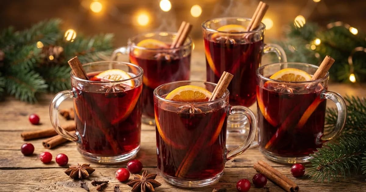 Festive seasonal cocktail with seasonal garnishes