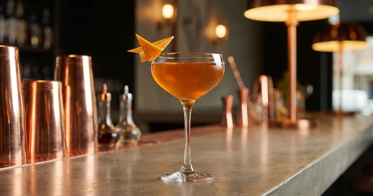Contemporary Paper Plane cocktail in modern glassware with innovative presentation